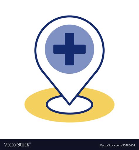 Medical cross symbol in pin location line style Vector Image