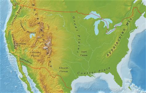 Us Map With Mountains Ranges - Ricky Christal