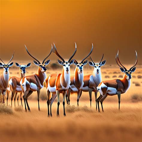 Premium AI Image | A herd of springbok medium sized antelope looking at the camera Wild african ...