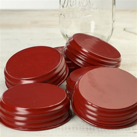 Red Enamel Mason Jar Lids - Jar Lids - Basic Craft Supplies - Craft Supplies - Factory Direct Craft