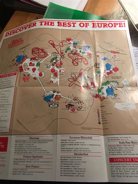 Busch Gardens Williamsburg Park Map from 1984 : r/rollercoasters