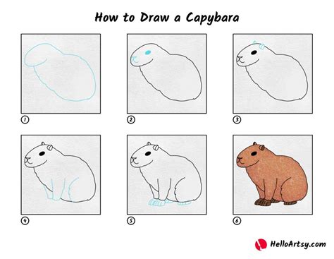 Capybara Drawing Simple Tutorial