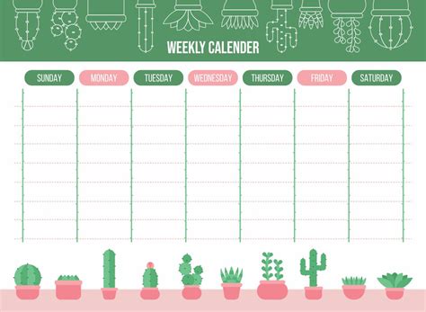 Cute Printable Weekly Calendar