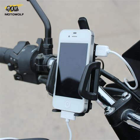 Universal Motorcycle/Bicycle/Electric bike Phone Holder GPS Stand with USB Charger for 3.6 6 ...