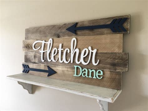 Nursery Name Sign Rustic Nursery Baby Boy Nursery Baby - Etsy