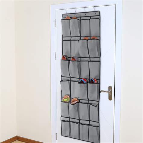 Over the Door Shoe Organizer 24 Mesh Pockets Nonwoven Over the Door Hanging Shoe Hanger ...