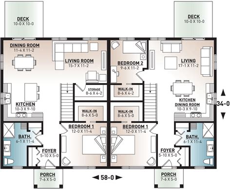 Duplex House Plan With Detail Dimension In Autocad Duplex House Plans | Images and Photos finder