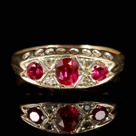 Antique Ruby Diamond Ring Gypsy Set Gold Ring 1960 | Etsy