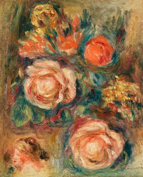 Bouquet de roses by Pierre–Auguste Renoir | Free public domain illustration