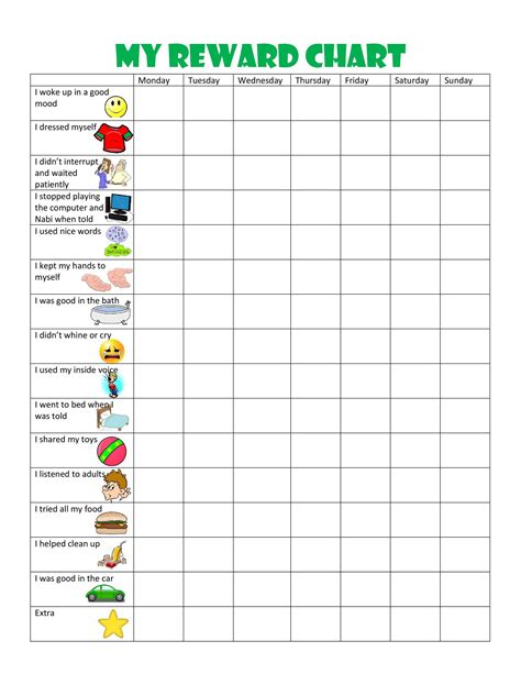 Free Reward Chart Printable For Kids Behavior Tracking