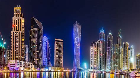 Dubai Skyline At Night UHD 4K Wallpaper | Pixelz