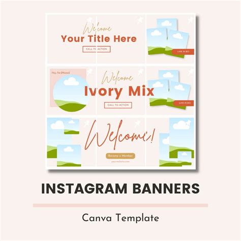 Instagram Banner Welcome Canva Templates - Ivory Mix