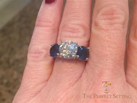 Three Stone Diamond Sapphire Ring | The Perfect Setting, Inc