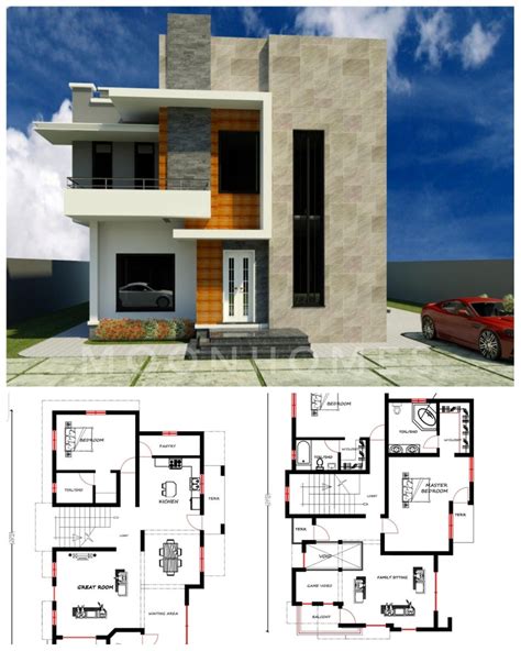 3 bedroom duplex house plan modern home design house floor | Etsy