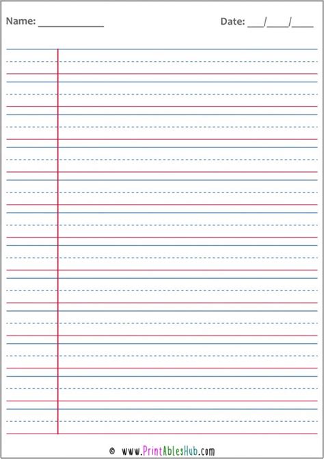 Free Printable Red And Blue Lined Handwriting Practice Papers [PDF] - Printables Hub