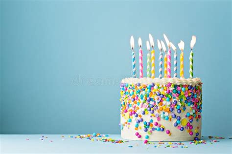 Birthday Cake Decorated with Colorful Sprinkles and Ten Candles Stock Image - Image of sweet ...