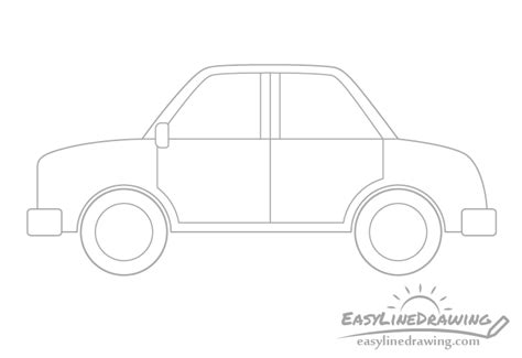 How to Draw a Cartoon Car in 12 Steps - EasyLineDrawing