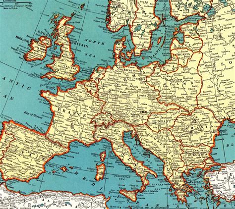 1939 Antique EUROPE Map Vintage Map of Europe The | Etsy