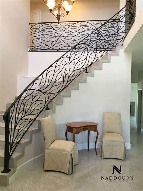 Custom Ornate Iron Staircase Railing MS45 - Branches, nature | Staircase railing design ...