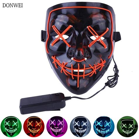 Halloween Mask LED Light Party Rave Masks Light Great Funny Masks Festival Cosplay Costume light ...