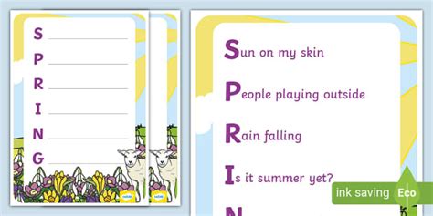 Spring Acrostic Poem Example (teacher made) - Twinkl