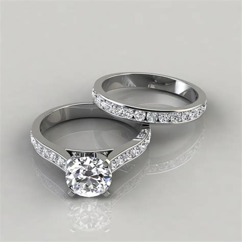 Cathedral Moissanite Engagement Ring and Wedding Band-Set