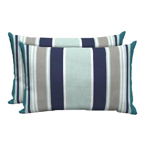 2-Pack Striped Blue Rectangular Lumbar Pillow in the Outdoor Decorative Pillows department at ...