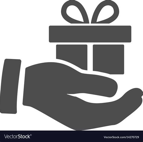 Present box give hand icon Royalty Free Vector Image