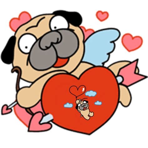 Pug love Dog Stickers Pack by Lahcen Jeddour