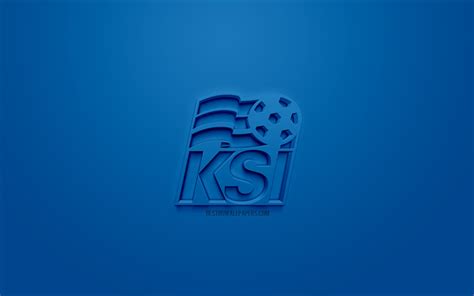 Download wallpapers Iceland national football team, creative 3D logo, blue background, 3d emblem ...