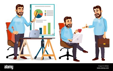 Boss Working Character Vector. Working Male. Modern Office Workplace. Animation Work. Cartoon ...