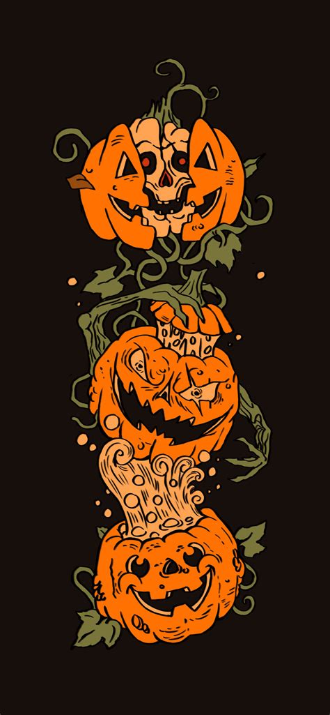 Scary Pumpkins Black Wallpaper - Aesthetic Halloween Wallpaper