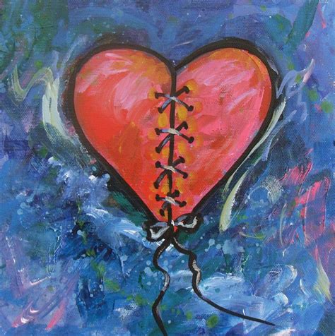 Pink Mended Broken Heart Painting by Carol Suzanne Niebuhr