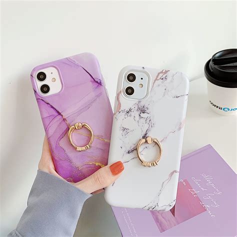 Marble Cases For IPhone 11 Pro 7 8 Plus X XR XS Max SE 2020 Case Ring Bracket Soft Silicone ...