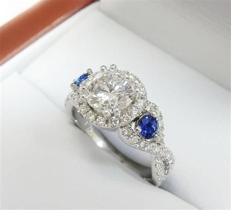 Diamond and Sapphire Engagement Ring - DiamondNet