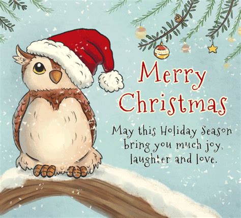 Merry Christmas Owl Free Merry Christmas Wishes eCards, Greeting Cards | 123 Greetings