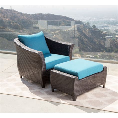 Abbyson Jayden Wicker Outdoor Chair and Ottoman Set with Sunbrella Cushion - Walmart.com