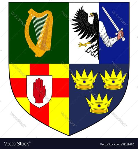 Coat arms four provinces ireland Royalty Free Vector Image