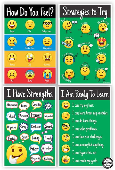 AmazonSmile : Educational Emoji Feelings Posters for The Classroom 11 by 17" Four Poster Set to ...