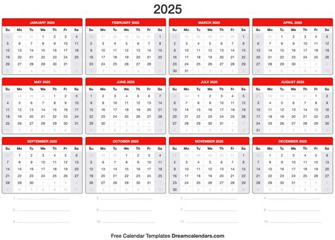 2025 Calendar Printable