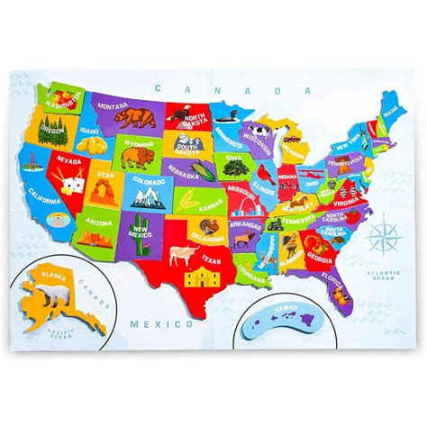 United States map puzzle, Toddler gift, Learning puzzle, Wooden map puzzle, Kids Puzzle ...