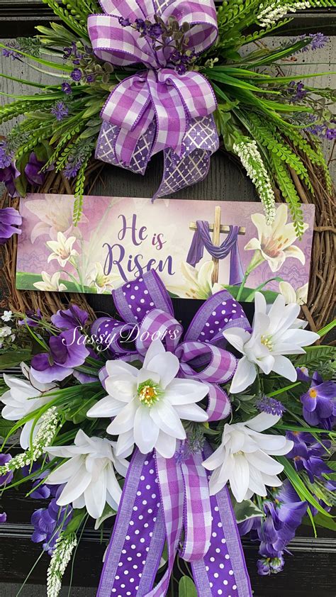 Easter Wreaths, Easter Religious Wreaths, Spring Wreaths For Front Door, He Is Risen Wreath ...