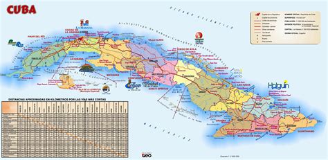 Large detailed travel map of Cuba