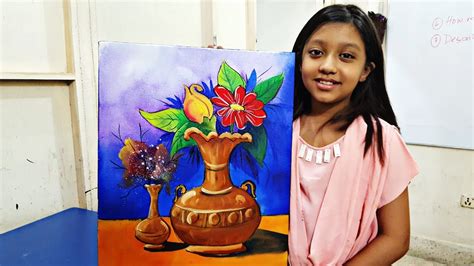 Still Life Easy Flower Vase Pencil Drawing - Easy flower painting oil painting flowers.