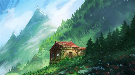 1366x768 Cozy Little House In Mountains 4k Laptop HD ,HD 4k Wallpapers,Images,Backgrounds,Photos ...