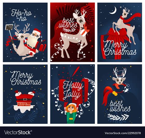 Merry christmas greeting cards cute design Vector Image