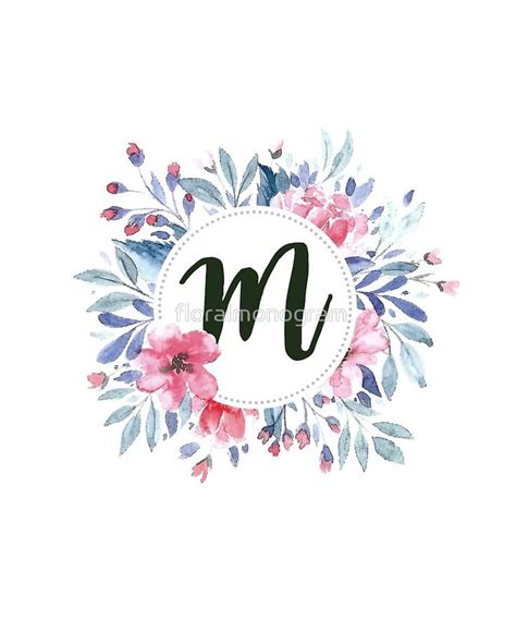 Monogram M Spring Watercolor Flowers Foliage by floralmonogram | Monogram art, Monogram ...