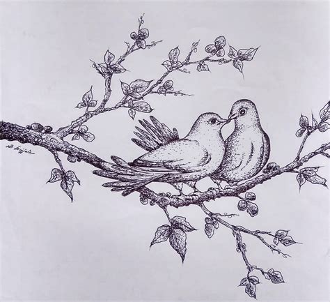 Love Birds Pencil Sketch | Bird sketch, African drawings, Art drawings sketches creative