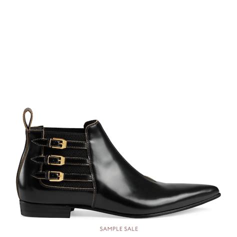 Black Leather Men's Ankle Boot Pointed Toe | GUCCI® US