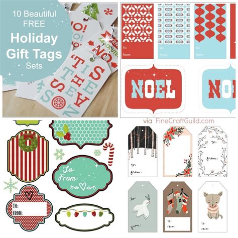 10 Free Pretty Printable Christmas Gift Tag Template Sets